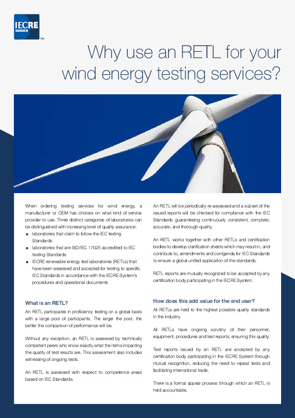 Why use an RETL for your wind energy testing services?